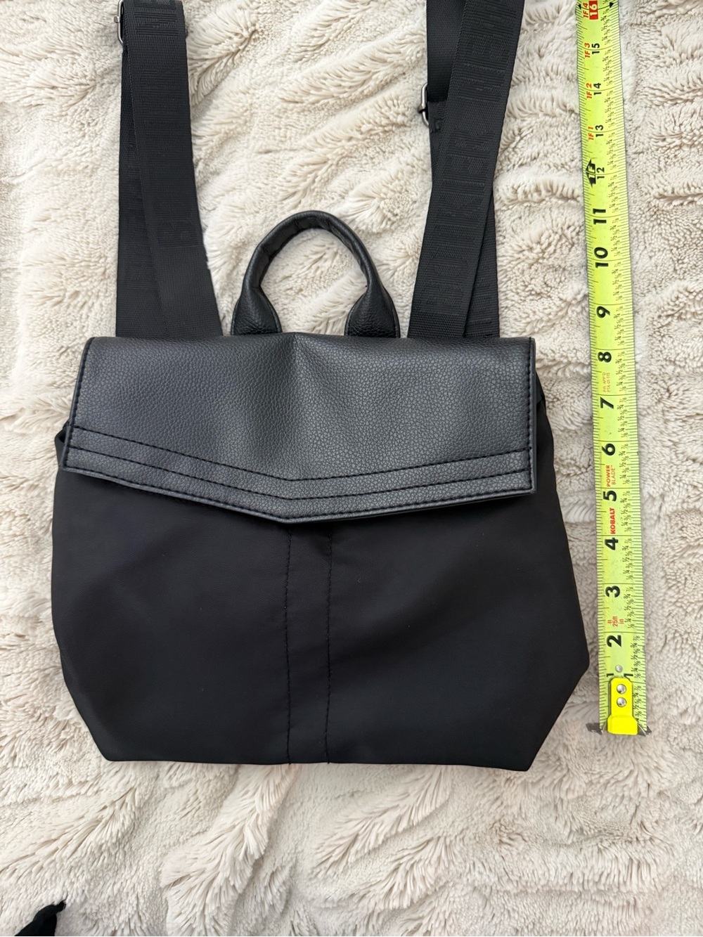 Botkier Black Nylon Backpack with Textured Leather Flap